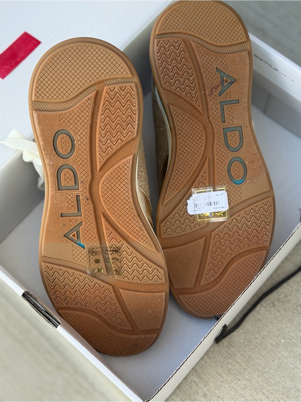 ALDO Gold and White Glitter Sneakers - Picture 4 of 4